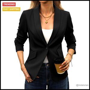 Slim Fit Knit Blazer Shawl Lapel Stretchy Business Casual Office Jacket